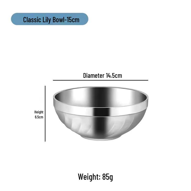 Molonana 304 Stainless Steel Double-Layer Insulated Rice Bowl