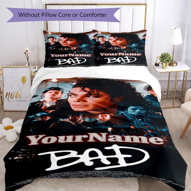 Michael Jackson 112 Customize Your Name Bedding Set Breathable Duvet Cover with Pillowcases Home Decoration Birthday Gift