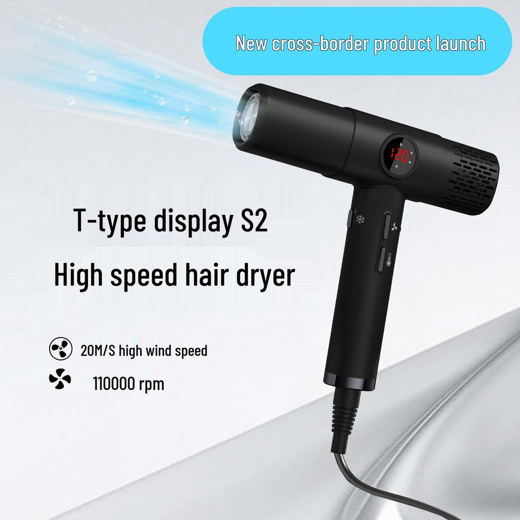 High-Speed T-Shaped Hair Dryer with Heat-Cold Alternating and Negative Ion Technology for Barber Shops