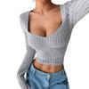 European and American Fashion Long-sleeved Brushed T-shirt Autumn and Winter New Style Short Navel Design Top