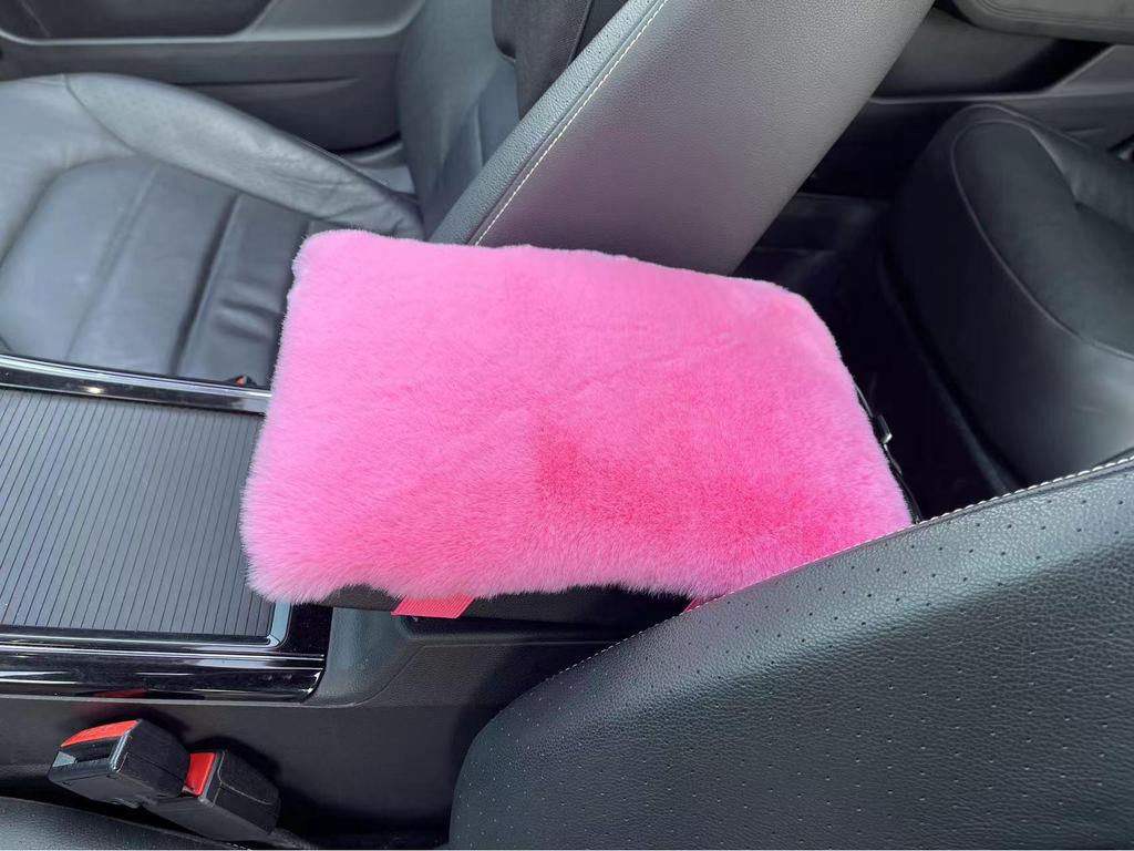 Plush Rabbit Imitation Car Armrest Pad - Universal Interior Decoration Cover