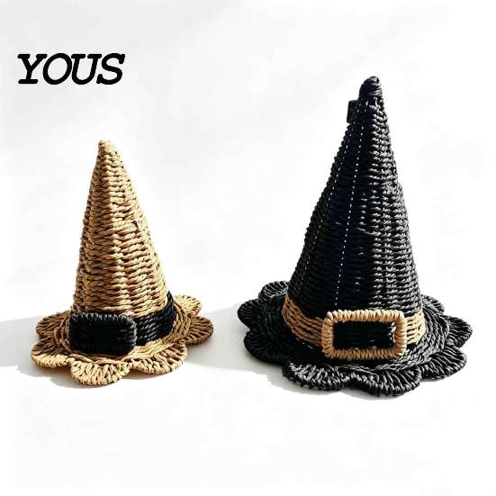 Unique Birthday Gift for Her Handwoven Witch Hat, Gothic Wizard Costume Headpiece Halloween Fantasy Aesthetic Home Decor Party, Spooky Tabletop Decor,