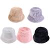 Women Sweet Thickened Winter Warmer Outdoor Fishing Cap Faux Fur Rabbit Bucket Hat Warm Hat