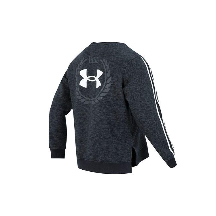 Under Armour Striped Sport Casual Crew Neck Fleece Pullover Long Sleeve Sweatshirt Men Tops Dark-Grey 1373814-001