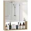 Bathroom Cabinet, Mirror Doors, Open Shelf, Wall Mounted, MDF, Chipboard, Oak