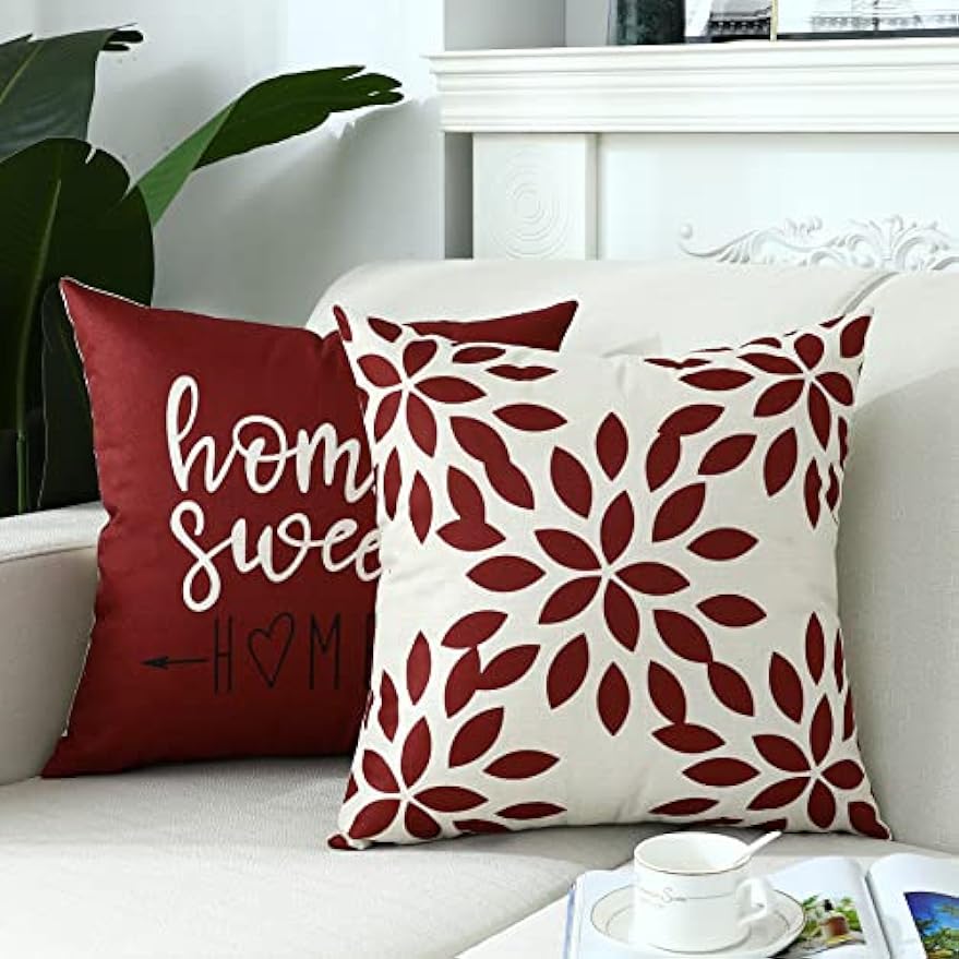 Kissenhülle 45x45 cm quadratisch rot geometrisch modern dekorative Kissenhülle für Kissen Wohnzimmer Sofa Heimdeko