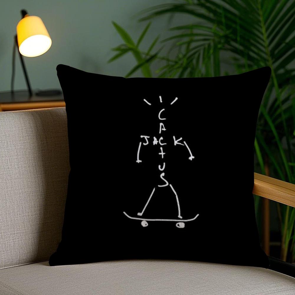 Cool C-Cactus Jack Cushion Cover Plush Fabric Soft Double-Sided Printed Invisible Zipper Sofa Pillow Case Home Decor