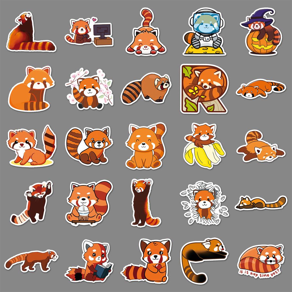 50 Red Panda Doodle Personality Cartoon Cute Animals Children Creative DIY Mobile Suitcase Stickers