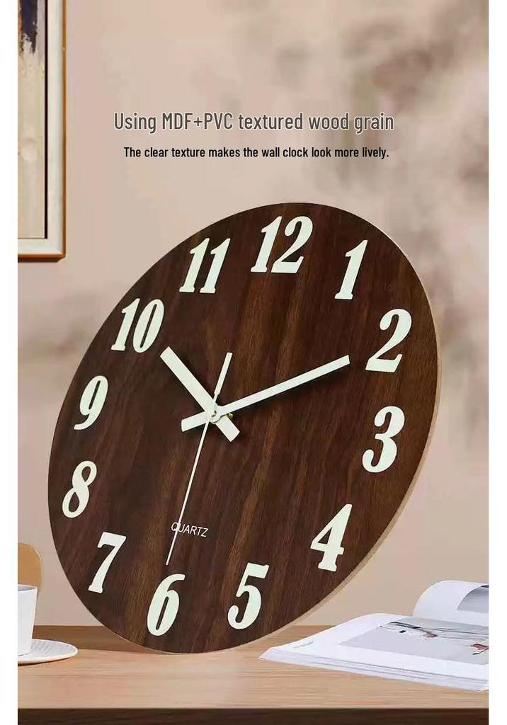 MDF Luminous Silent Wall Clock - Creative, Glowing Quartz Clock for Bedroom and Living Room