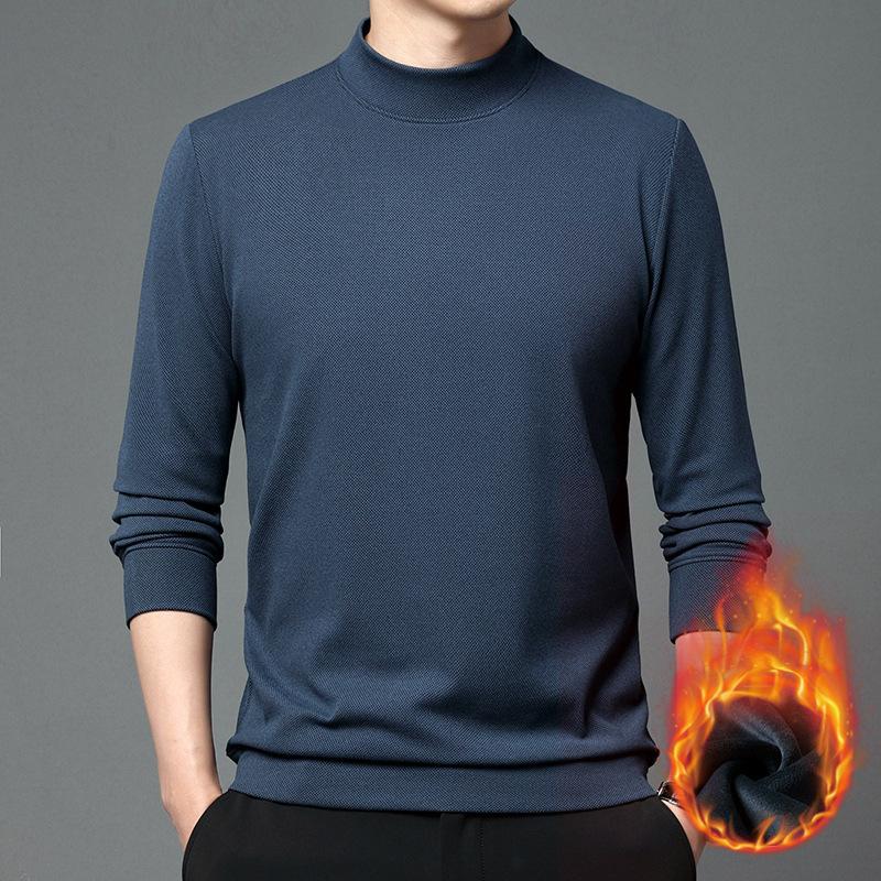 Men's Sweater Men's Autumn Mid-Autumn Turtleneck Bottom Shirt Youth Casual German Velvet Long Sleeve T-Shirt Knitted Sweater