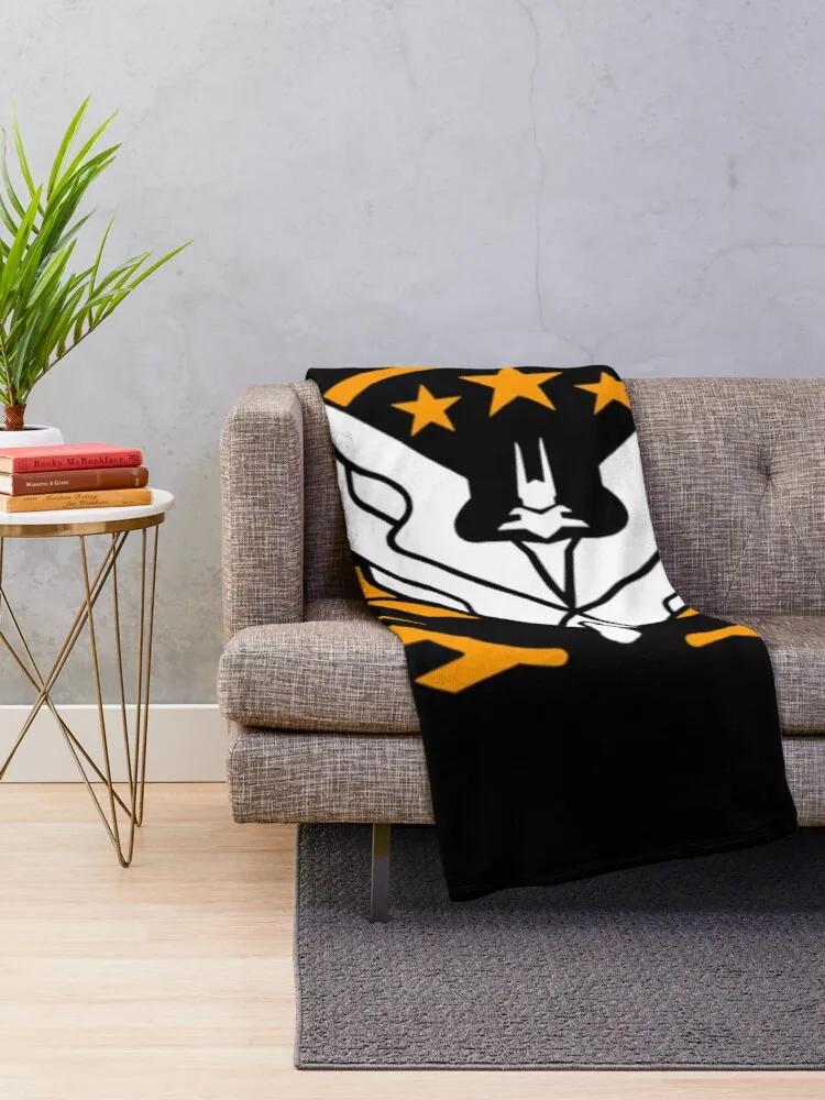 US Air Force Blanket Black Background with Official Emblem Wings Stars Soft Fleece Throw for Military Veterans and Fans