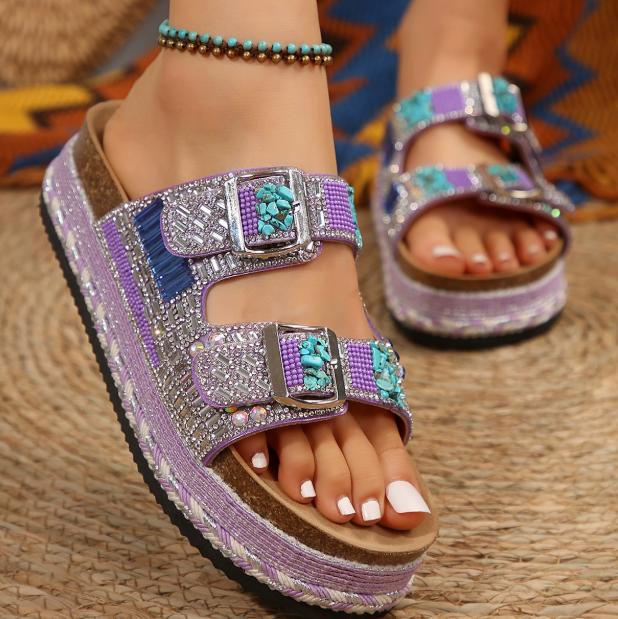 Fashion Women's Thick-soled Flip Flops Outdoor Beach Slippers Summer Glitter Sports Shoes Women's Sandals New Fashion Home Shoes