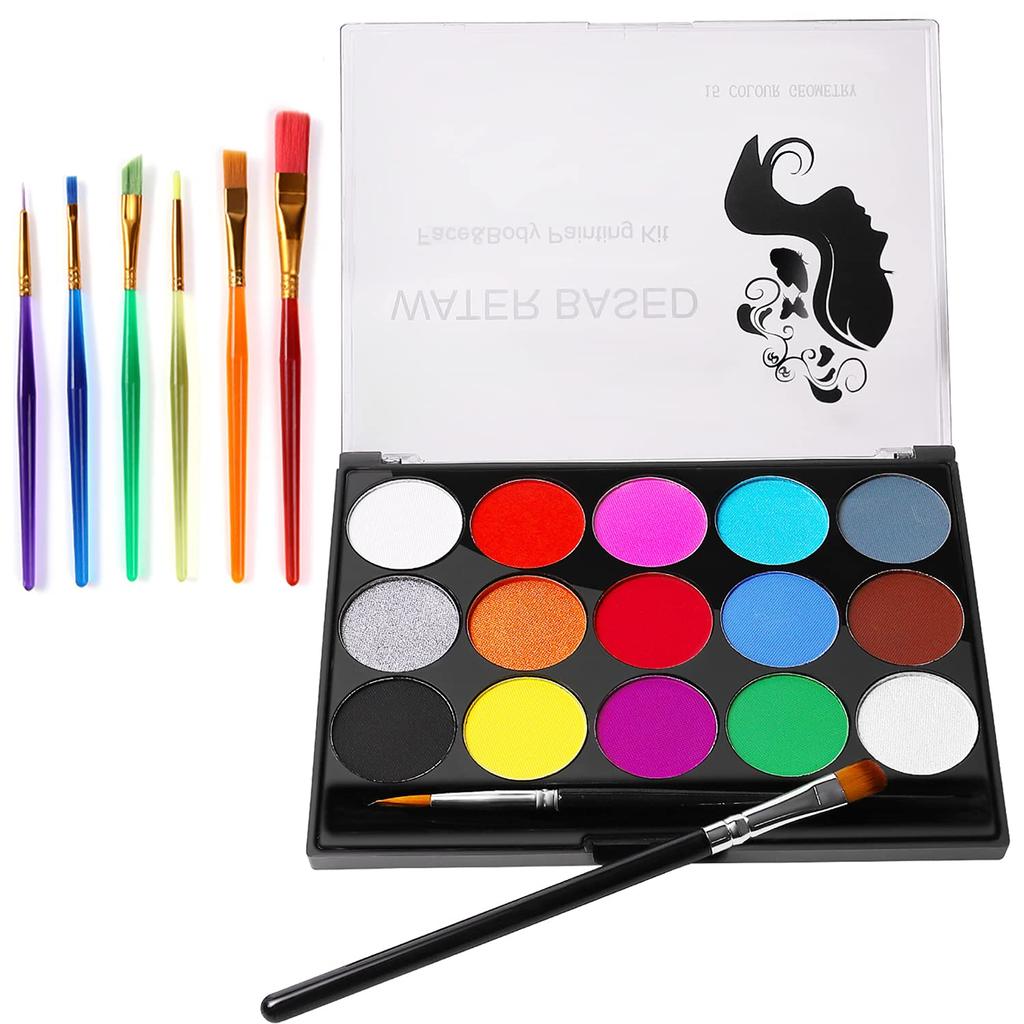 Worldcosmetics365 Face Paint Safe for Body Belly Permanent Safe Paints for Halloween and Christmas 15-Color Set, Paint, Paint, Makeup, Eyeshadow,