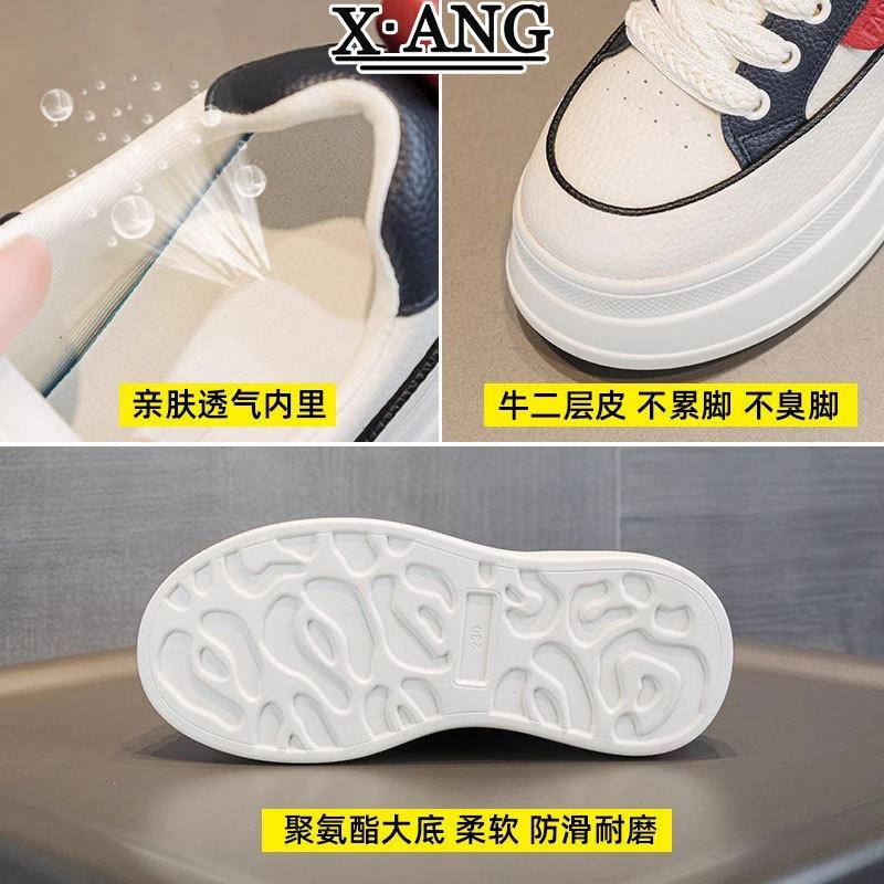 Leather inner heightening women's shoes spring and summer new muffin platform white shoes breathable casual sports shoes single shoes