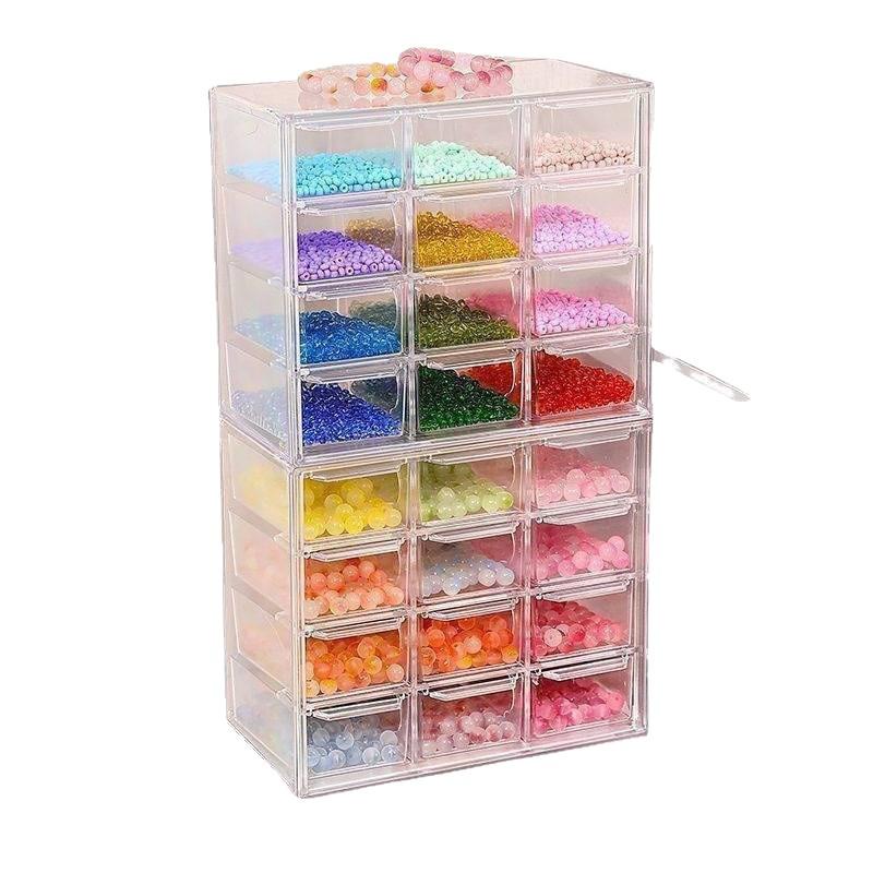 Glazed Crystal Bead Storage Drawer - Transparent Jewelry Organizer Box