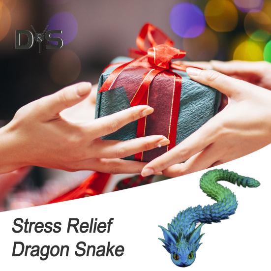 3D Printed Dragon Snake Figurine Movable Joints Mini Snake Figure Articulated Animal Model Toy Home Office Bookshelf Desktop Decoration Ornament