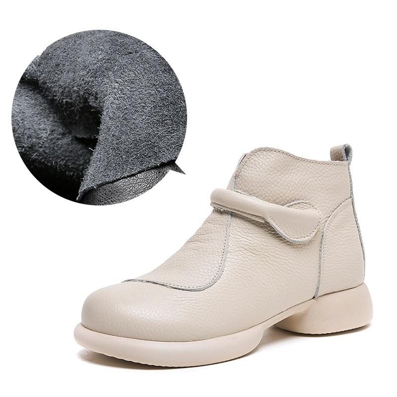 New zip up ankle boots ladies comfortable genuine leather shoes women autumn waterproof  chelsea short plush boots woman