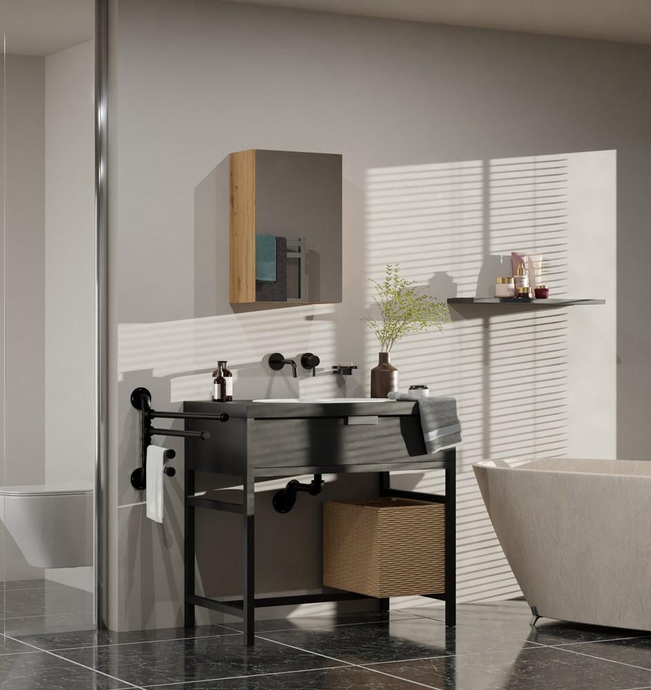 Pola Bathroom Cabinet 1 Door Artisan Mirror