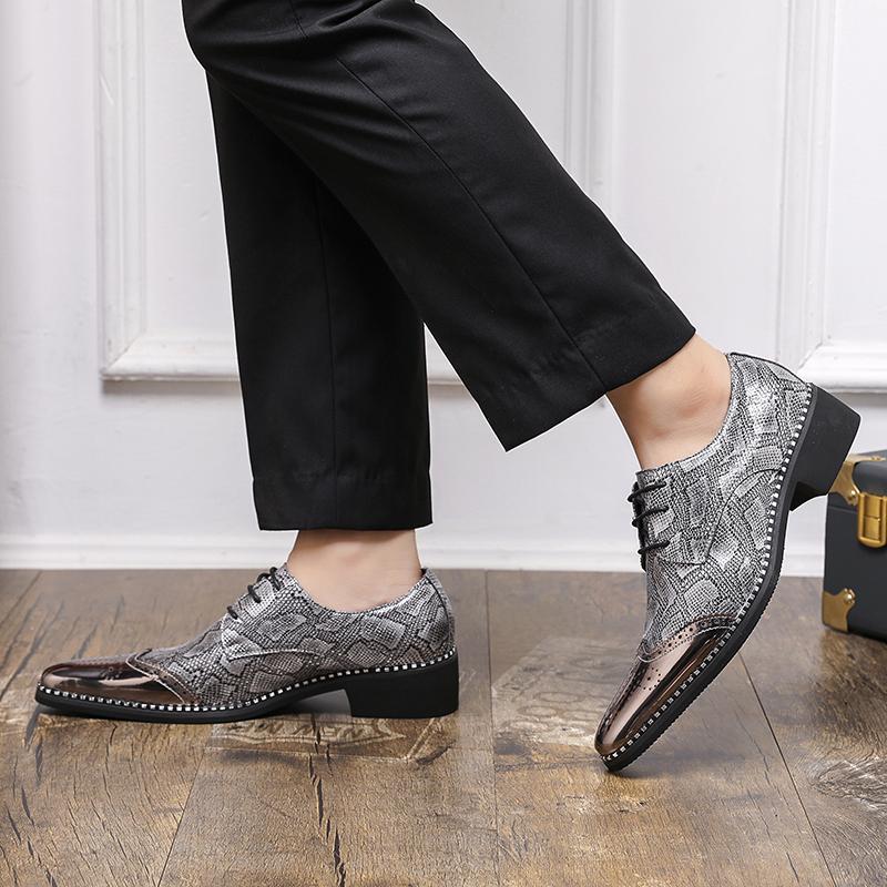 Fashion Fashion Men Shoes PU Low Heel Lace Up Pointed Breathable Fashion Nightclub Hairstylist Banquet Men Shoes Large Size 38-48
