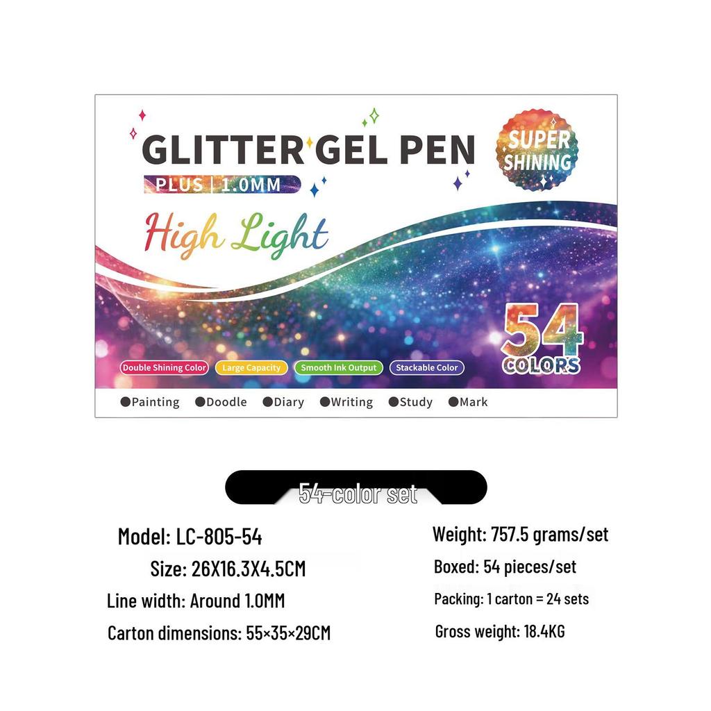 Set Nastro Washi Glitterato Festivo di Natale e Penna Gel Super Flash - 72 Colori, Grande Capacità per Straordinari Effetti Artistici