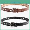 Punk Hiphop Womens Pu Belt With Rope Punched Hollow Out Design For Casual Wear
