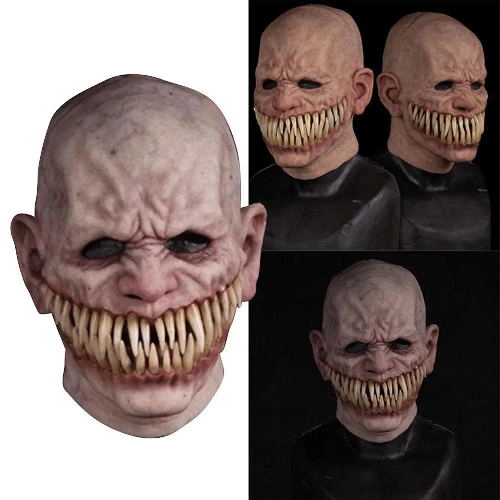 Maschera da Clown Stalker Horror Festa di Halloween Cosplay Mostro Spaventoso Bocca Grande Denti Maschere in Lattice Festa di Halloween Oggetti di Scena Costume Spaventoso