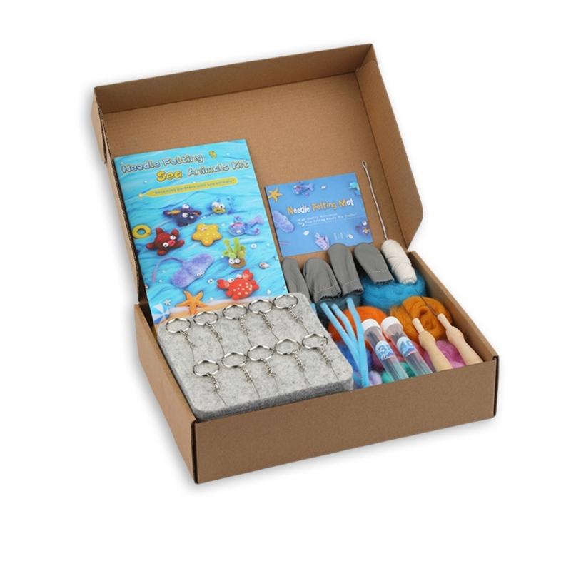 Sea Creature Needle Felting Supplies for Beginner Ocean Animal Needle Felting Set with Instruction Wool Roving Needle 1