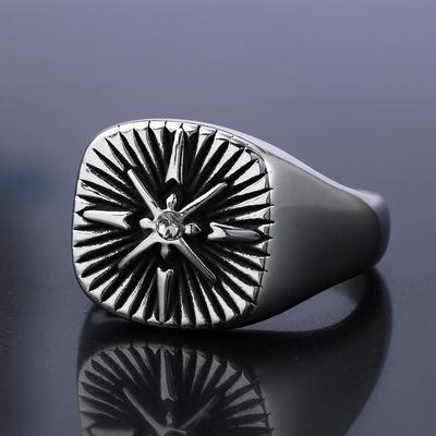 S925 zilveren ring gepersonaliseerde herenring navigator kompas viking ring