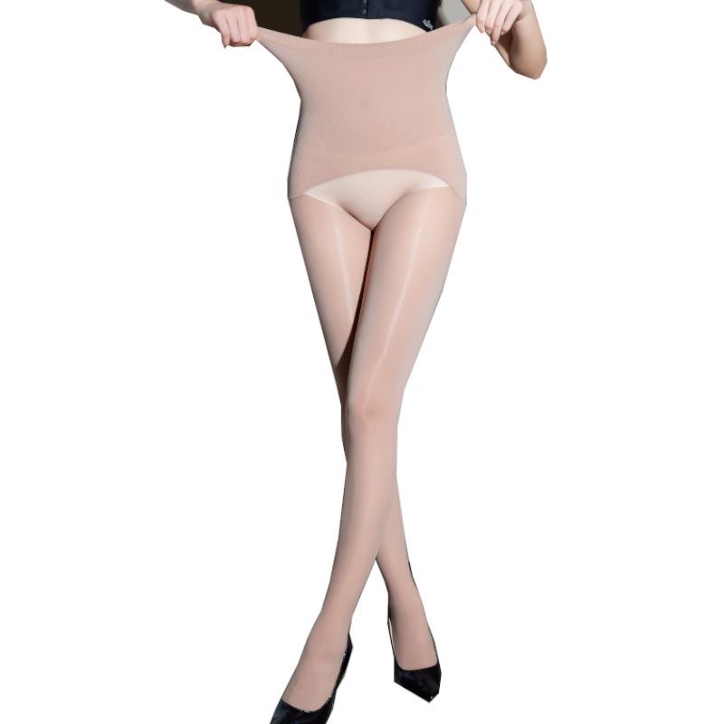 360 Seamless Crotch Silky Shiny High Waist Tummy Control Ultra-Thin Pantyhose.