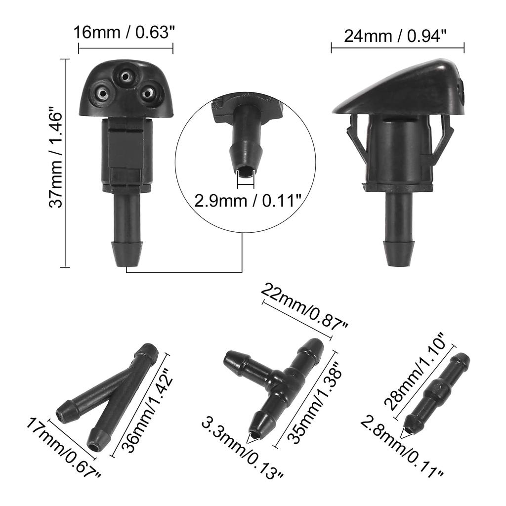 ACROPIX 10350074 Washer Nozzle, Windshield for Car Washing, Spraying, Diffusion Nozzle, Compatible with