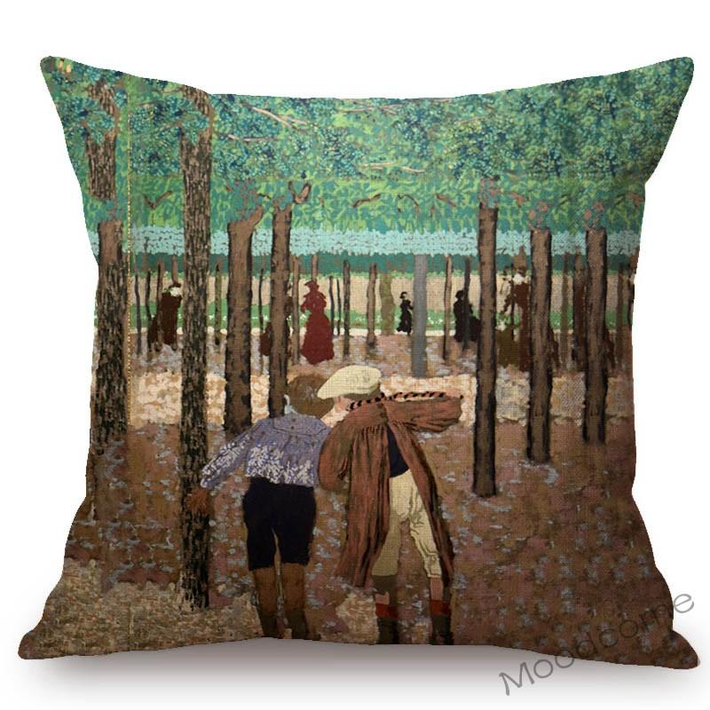 French Painter Edouard Vuillard Abstract Impressionism Home Decorative Oil Painting Sofa Throw Pillow Cases Linen Cushion Cover