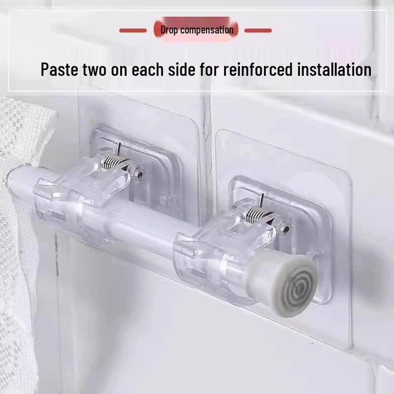Punch-Free Telescopic Curtain Rod Hook – Adhesive Wall Bracket for Hanging Curtains