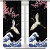 Japanese Style Cranes Curtain Asian Waves Traditional Chinese Cherry Blossom Printed Window Treatment Living Room Bedroom Ki For Area Polyester