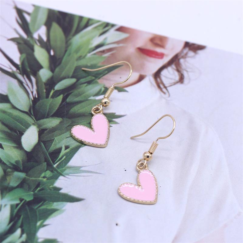 Chic Heart-Shaped Drip Oil Earrings - Versatile Alloy Personality Accessory