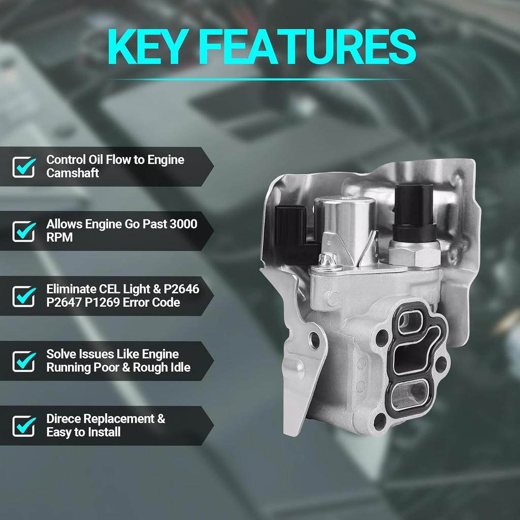 15810-RAA-A03 VTEC Solenoid Spool Valve with Oil Pressure Switch & Gasket - Fit for 2002-2011 Honda Acura - 2.4L Accord, CR-V, Element, 2.0L