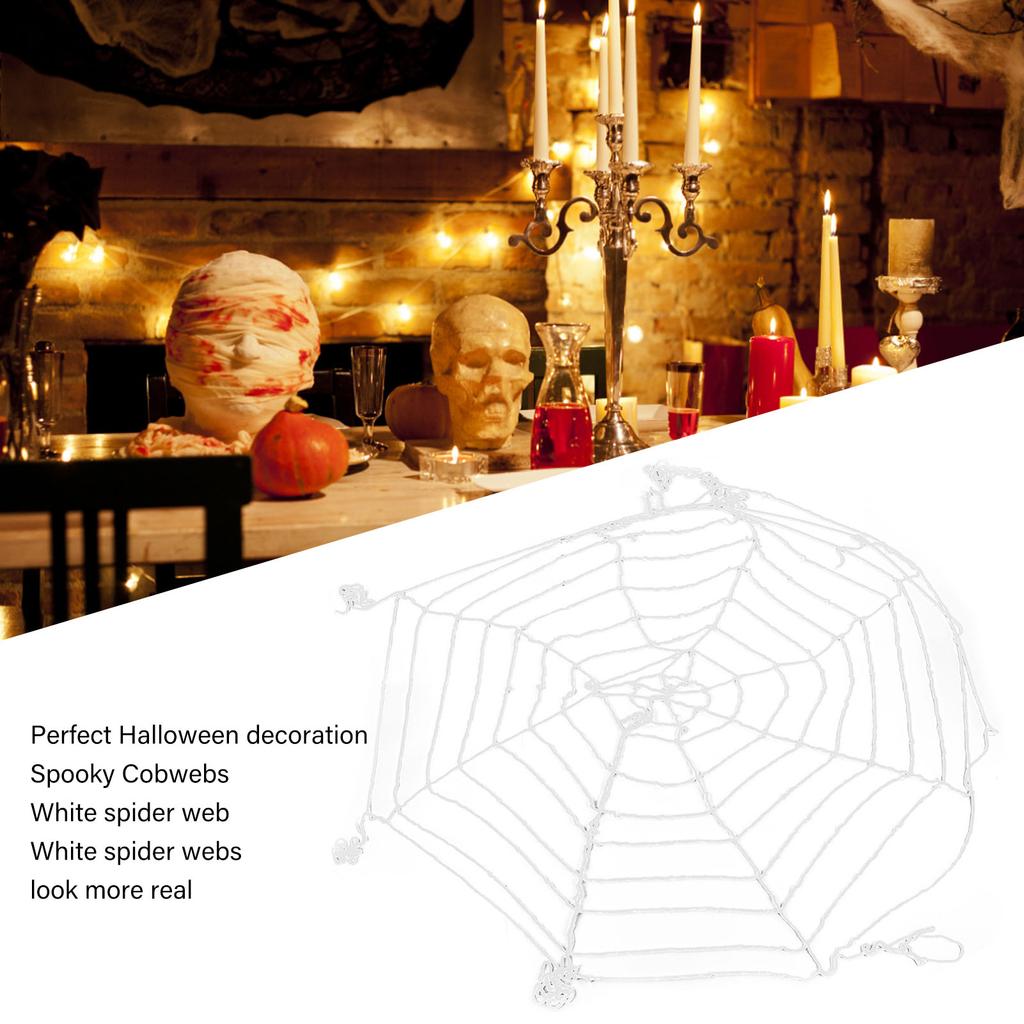 ZK20 3.6m Spider Web Halloween Decorations White Round Net Spooky Cobwebs for Outdoor Indoor Party Yard