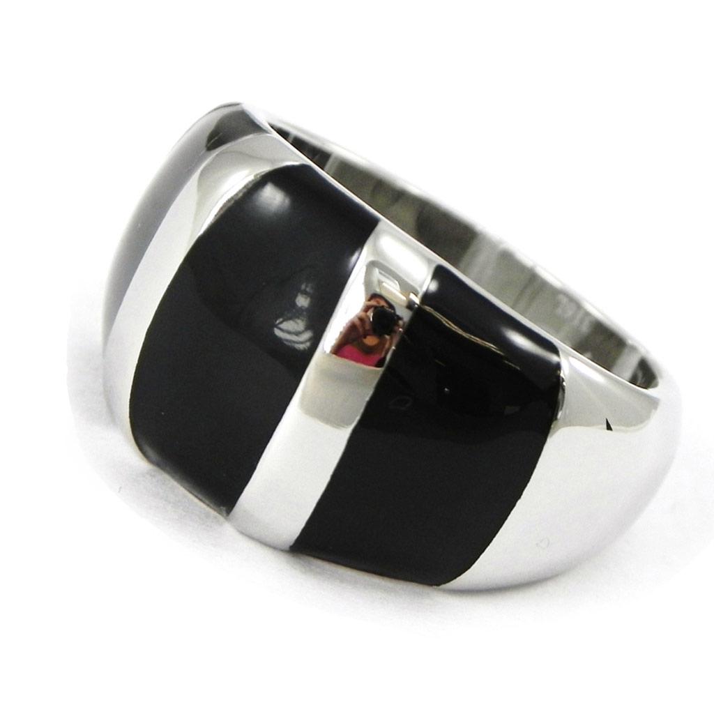 Steel Ring 'Chorégraphie' Black Silver