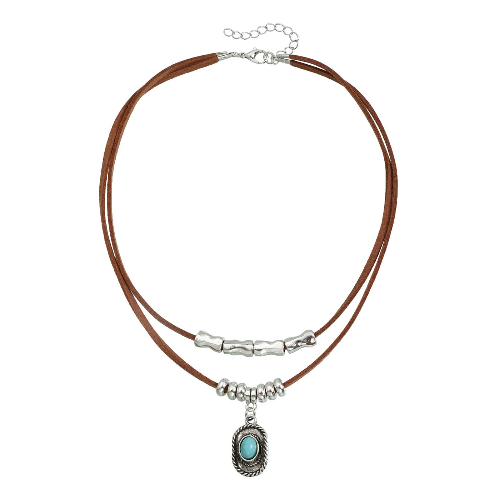 

Classic Western Cowboy Turquoise Knife Flannel Rope Necklace, A Fashionable And Versatile Accessory With Elegance One Size