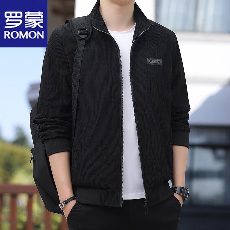 ROMON Men's Corduroy Stand Collar Jacket