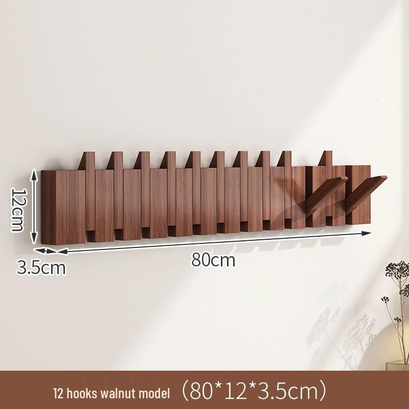 No-Drill Wall-Mounted Japanese Style Solid Wood Coat Hook for Hallway or Entrance Door