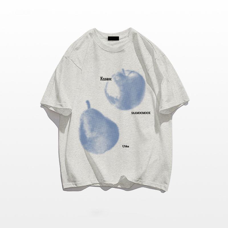 

Американская ретро уличная футболка из чистого хлопка свободного кроя с полурукавом для женщин, новый дизайн лета 2025 года. XL хизер серый