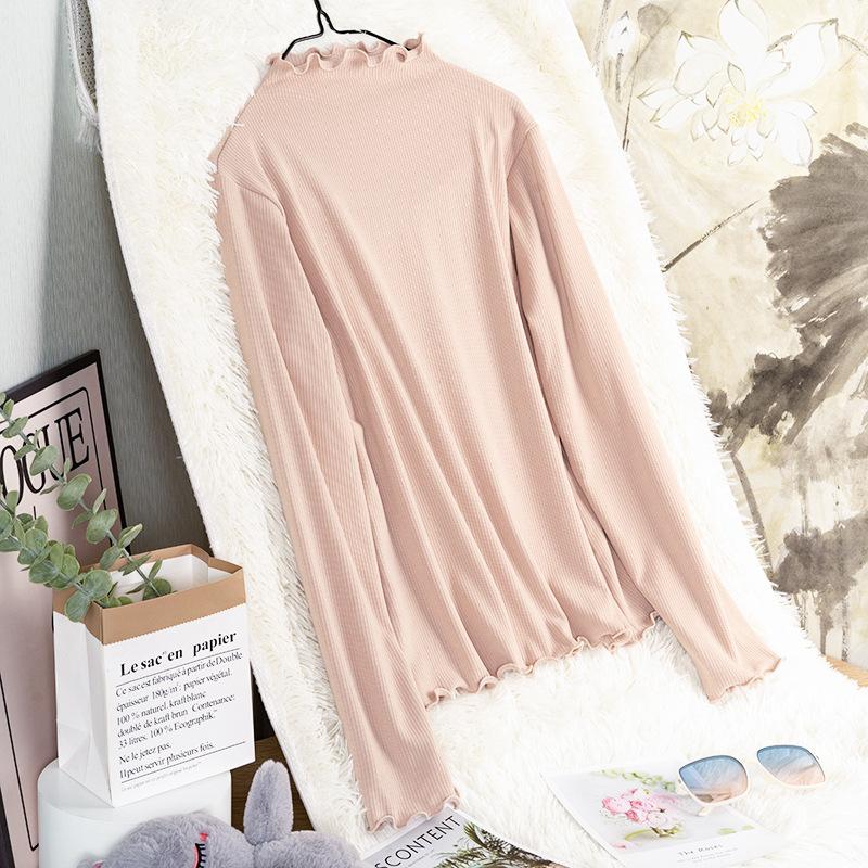 

GMXIA Двусторонняя немецкая бархатная основа для женщин на осень и зиму с полувысоким воротом, толстый теплый облегающий топ в стиле вестерн с длинными рукавами XXL светло-коричневого