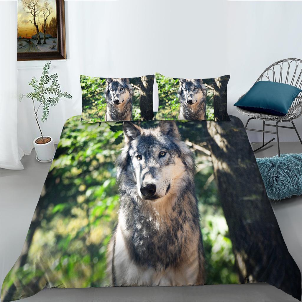 Wolf Series Bedding Two Or Three-Piece Digital Printing Polyester Fabric