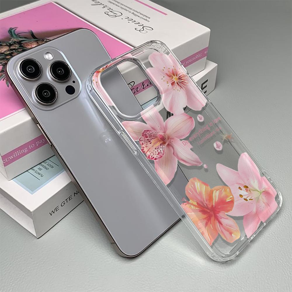 Pink Big Flower Phone Case For IPhone 16 15 Case IPhone 11 13 12 14 Pro Max XR X Xs Max 7 8 Plus Cover Case Funda Coque Bumber