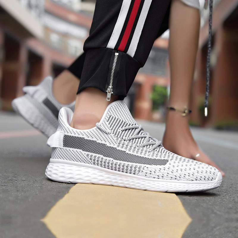 38-48 Large Size Men's Shoes Flying Woven Breathable Mesh Ultralight Running Shoes