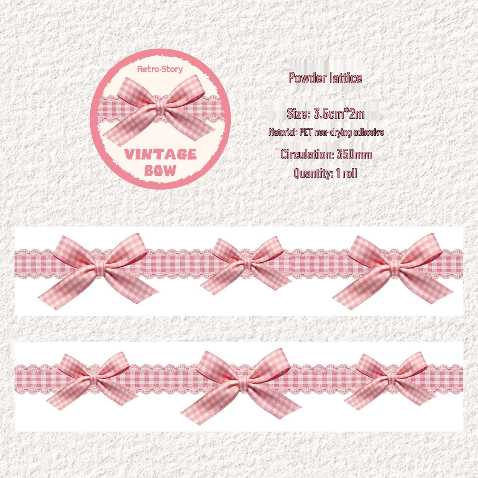 Vintage Bow Storybook PET Adhesive Tape for Creative DIY Journals and Collage