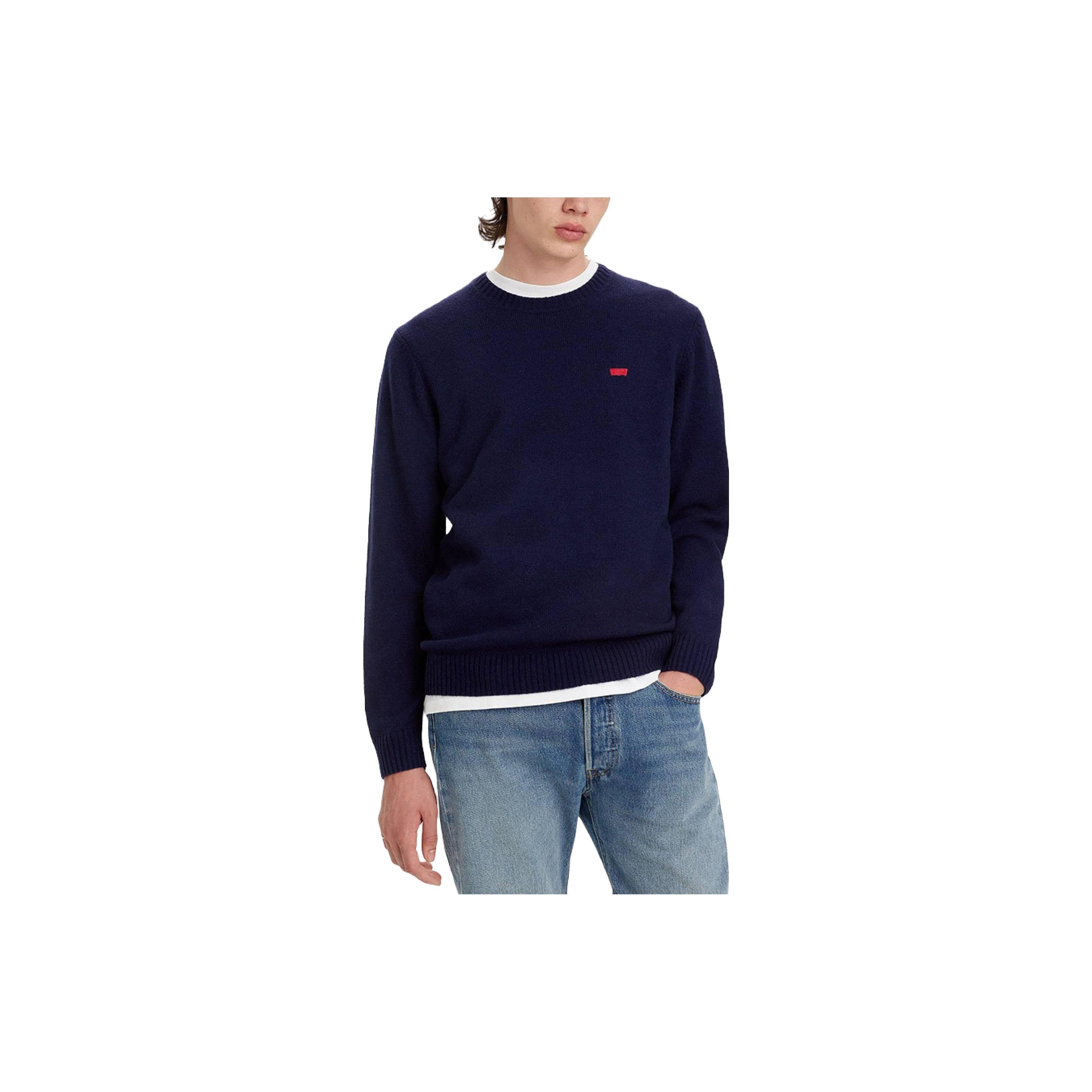 

Levis FW23 Однотонный пуловер с круглым вырезом, толстовка с длинным рукавом, мужская толстовка, синяя A4320-0001 M