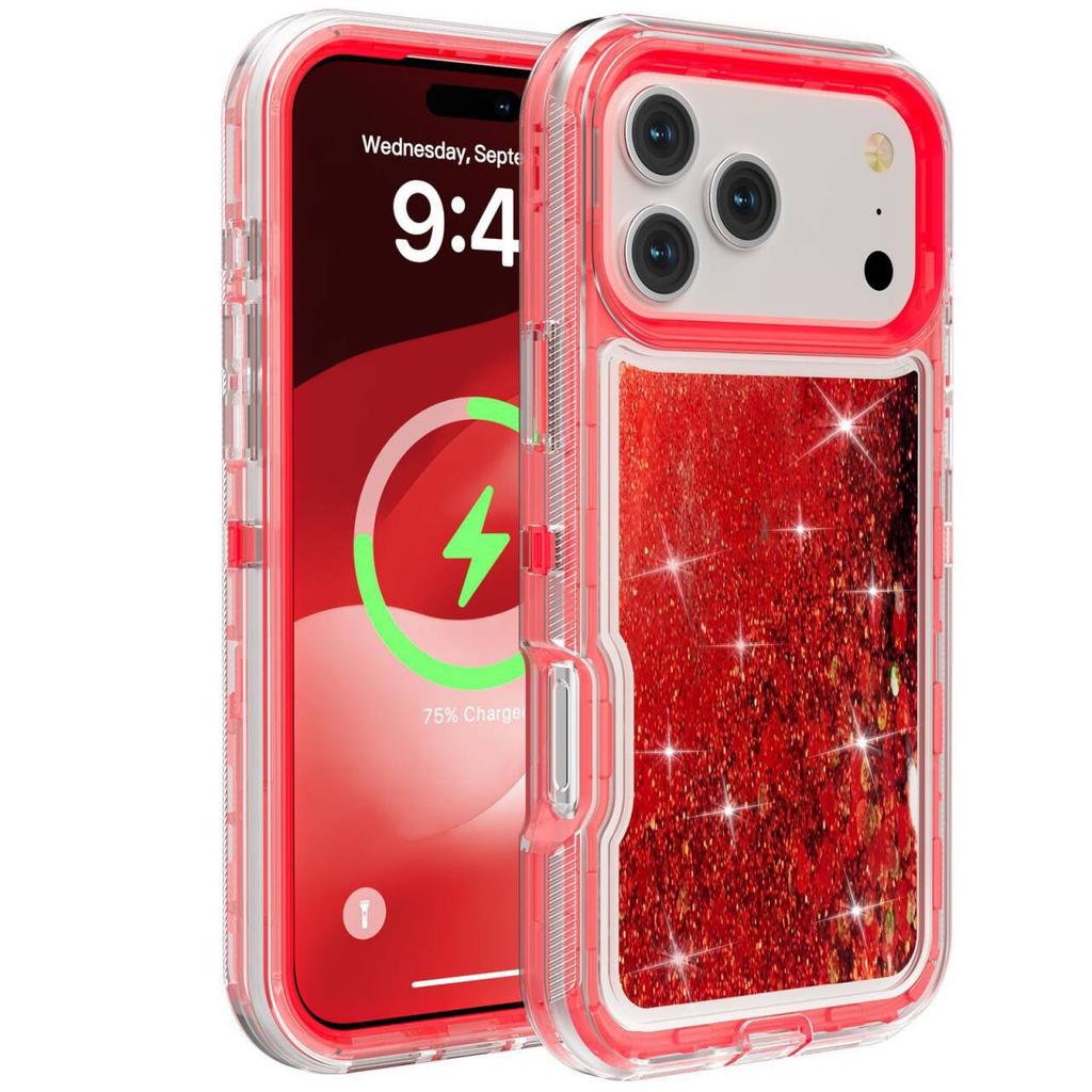 3IN1 Military Anti-Fall Armor 3D Glitter Dynamic Shockproof Phone Case for IPhone 17 Pro Max 16 15 14 13 12 Pro Max Non-slip Otther with Box Cover