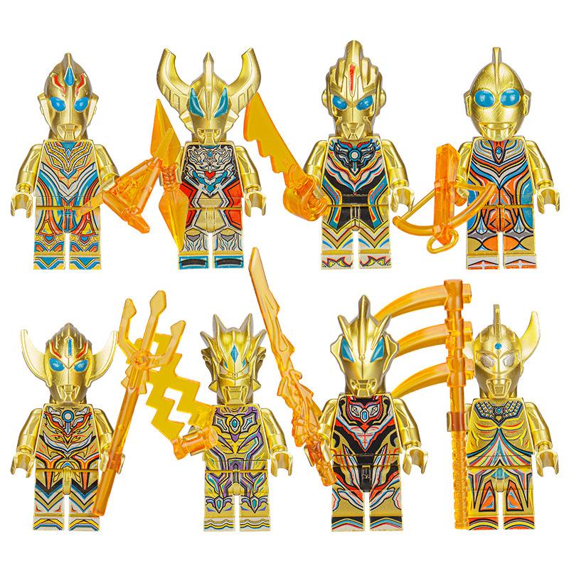 Goldener Krieger Anzug Baustein Puppe Puzzle Kinder Zusammenbau Spielzeug