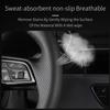 New Design Interior Decoration Full Flat Black Leather Hand Sewing Steering Wheel Cover for tesla Model 3
